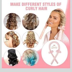 New Heatless Hair Curler Set – Ribbon Headband + Scrunchies + Clip